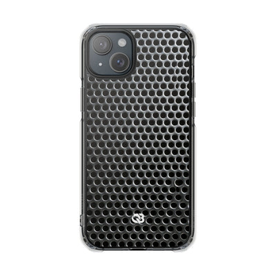 Brushed Perforated Steel · Clear Impact Magnetic Phone Case for iPhone ·  Silver