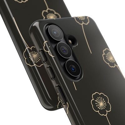 Black Tough Phone Case for Samsung - Obsidian Sand Petals