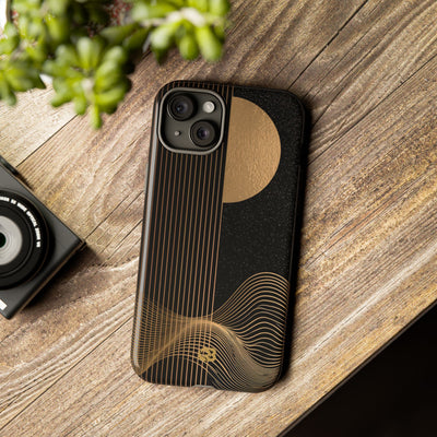Gold Tough Phone Case for iPhone - Gilded Obsidian Dunes
