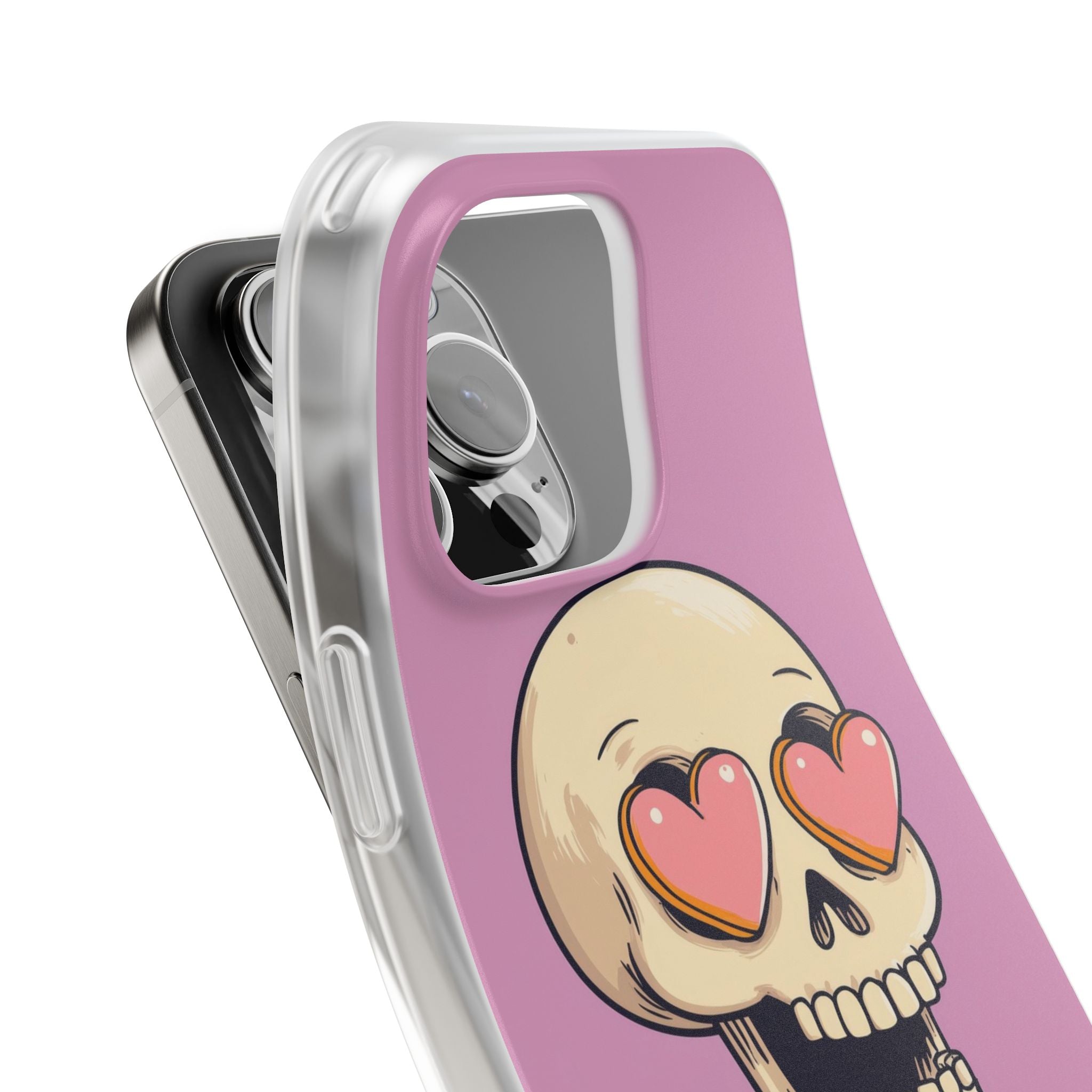 Herzäugiger Totenkopf iPhone 16 Pro Max Case - Soft