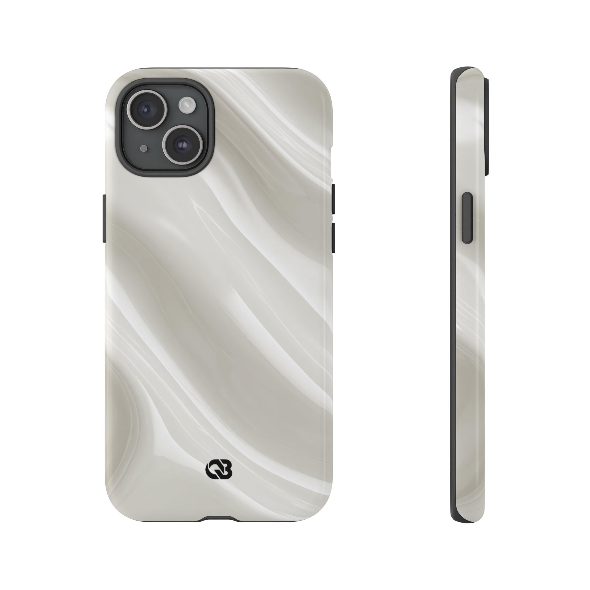 White Tough Phone Case for iPhone - Polished Ivory Wave