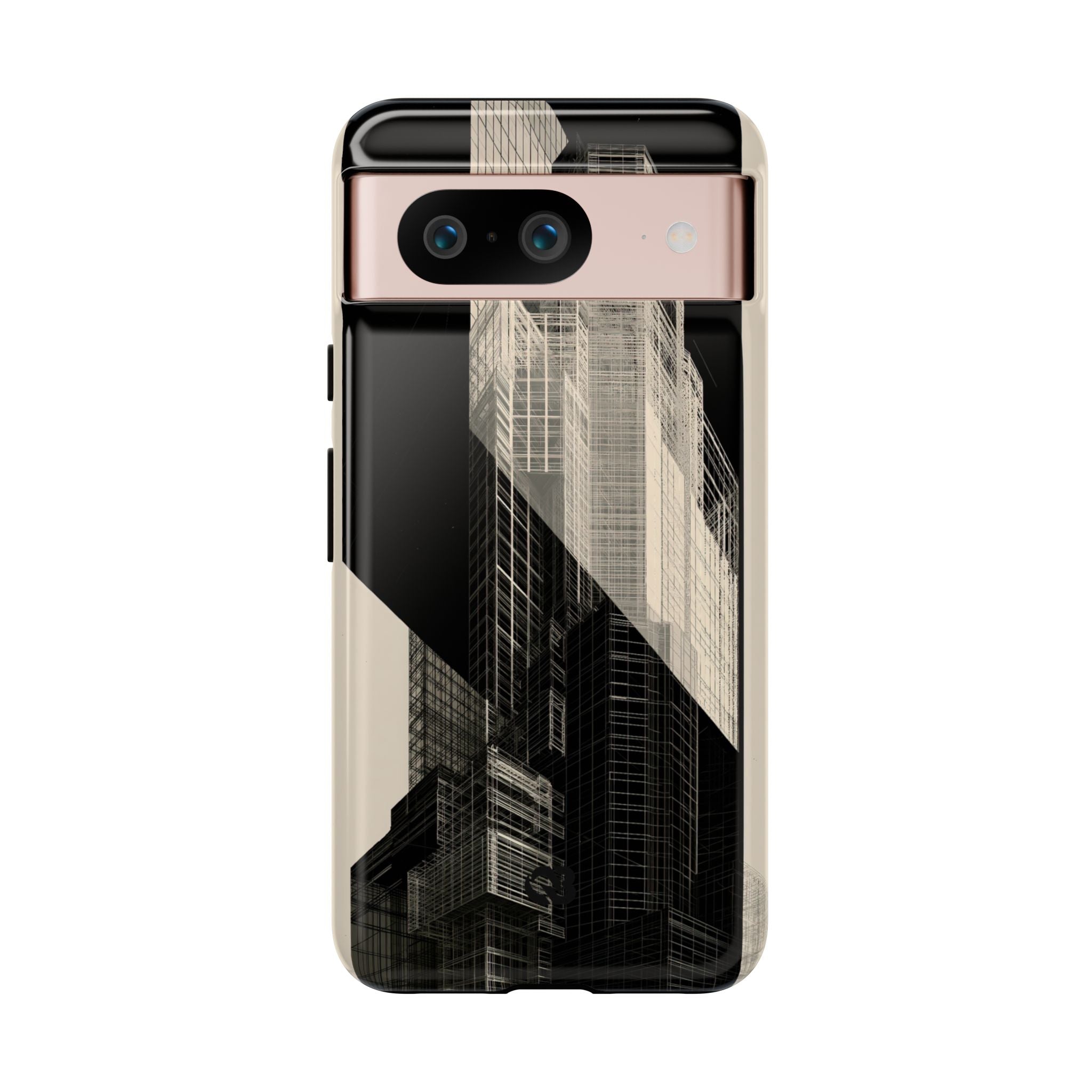 Beige Tough Phone Case for Google Pixel - Monolith Urban Grid