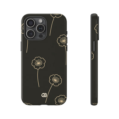 Black Tough Phone Case for iPhone - Obsidian Sand Petals