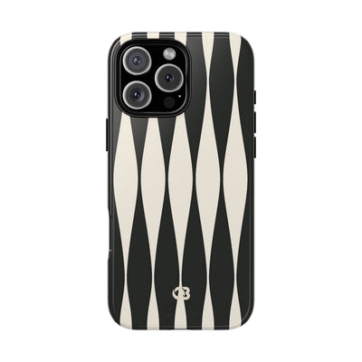 Black Tough Phone Case for iPhone - Ivory Spindle Grid