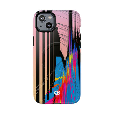 Blue Tough 2.0 Magsafe Phone Case for iPhone - Fractured Data Skyline