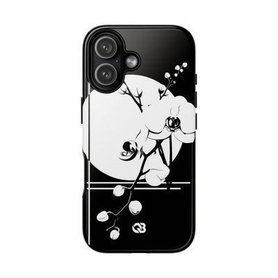Black Tough Phone Case for iPhone - Lunar Orchid Grid