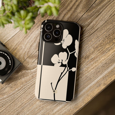 Beige Tough Phone Case for iPhone - Nocturnal Orchid Frame