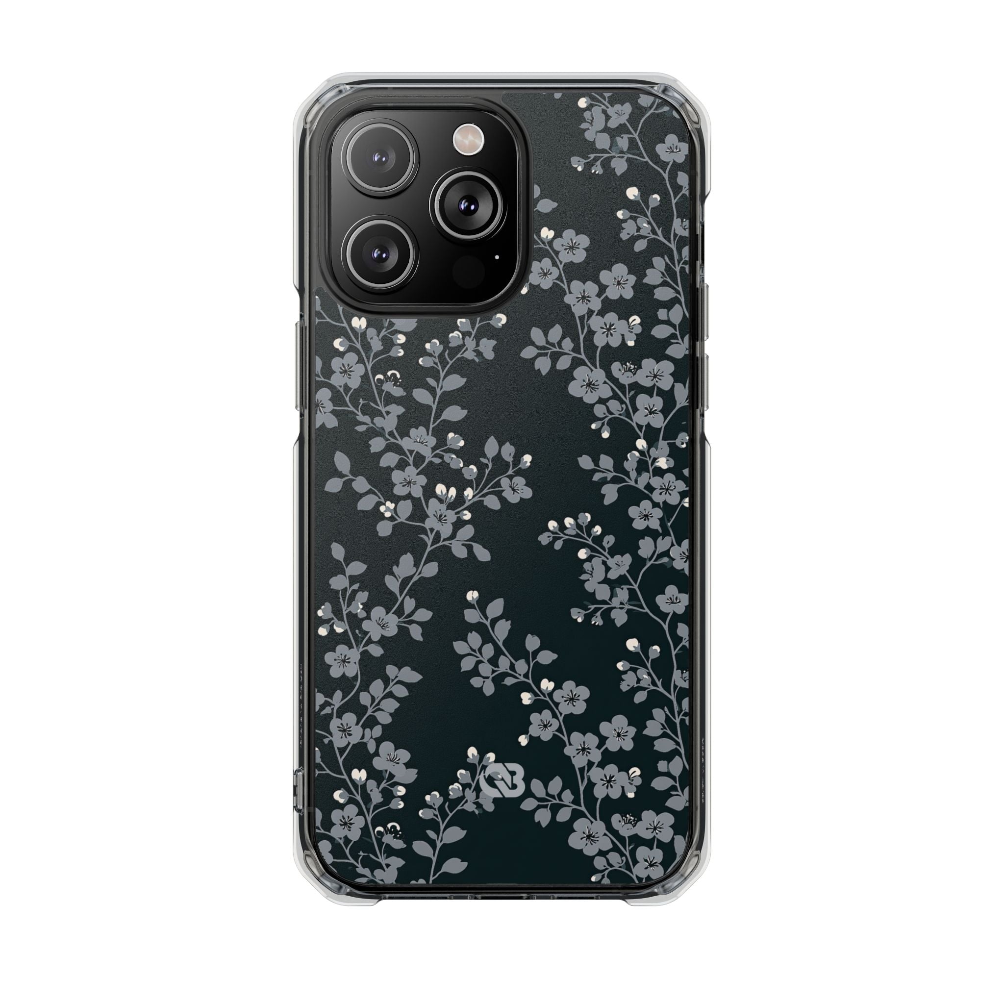 Black Impact MagSafe Phone Case for iPhone - Midnight Slate Blossom