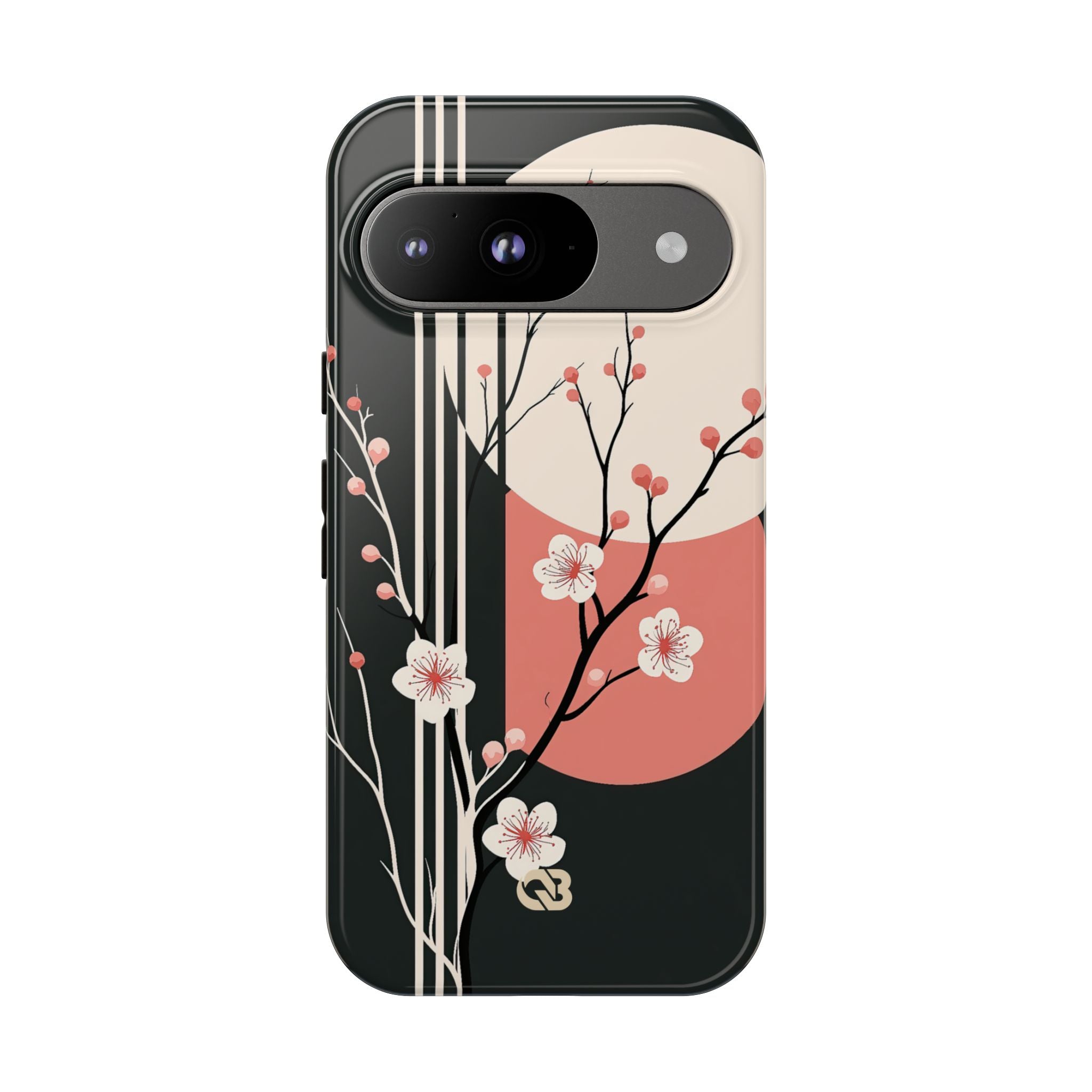 Black Tough Phone Case for Google Pixel - Kyoto Midnight Blossom