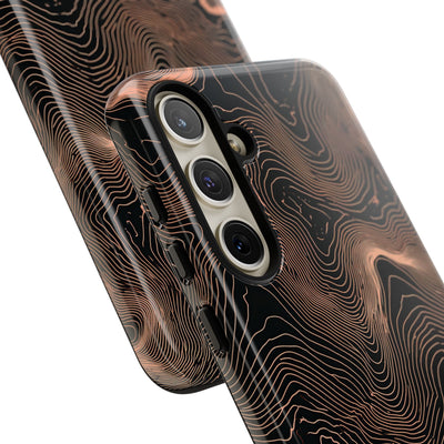 Orange Tough Phone Case for Samsung - Salmon Ridge Topo