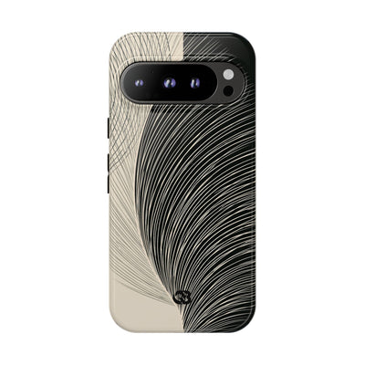 Beige Tough Phone Case for Google Pixel - Obsidian Cream Plume