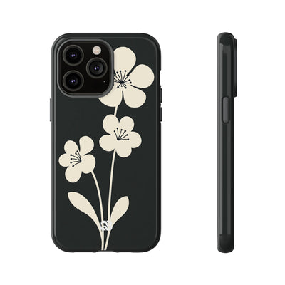 Black Tough Phone Case for iPhone - Obsidian Cream Bloom