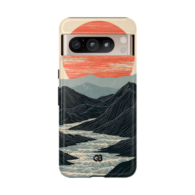 Beige Tough Phone Case for Google Pixel - Crimson Ridge Flow