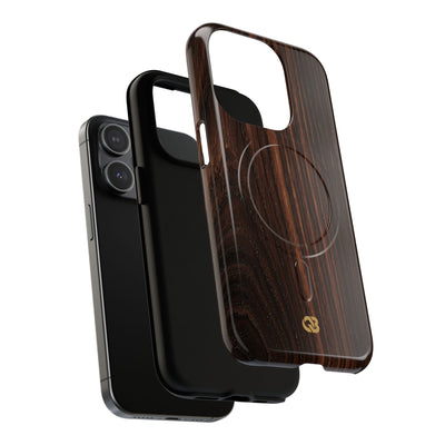 Brown Tough 2.0 Magsafe Phone Case for iPhone - Burnished Mahogany Grain