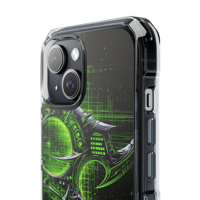 Cyber Sigil Grid · Clear Impact Magnetic Phone Case for iPhone · Green