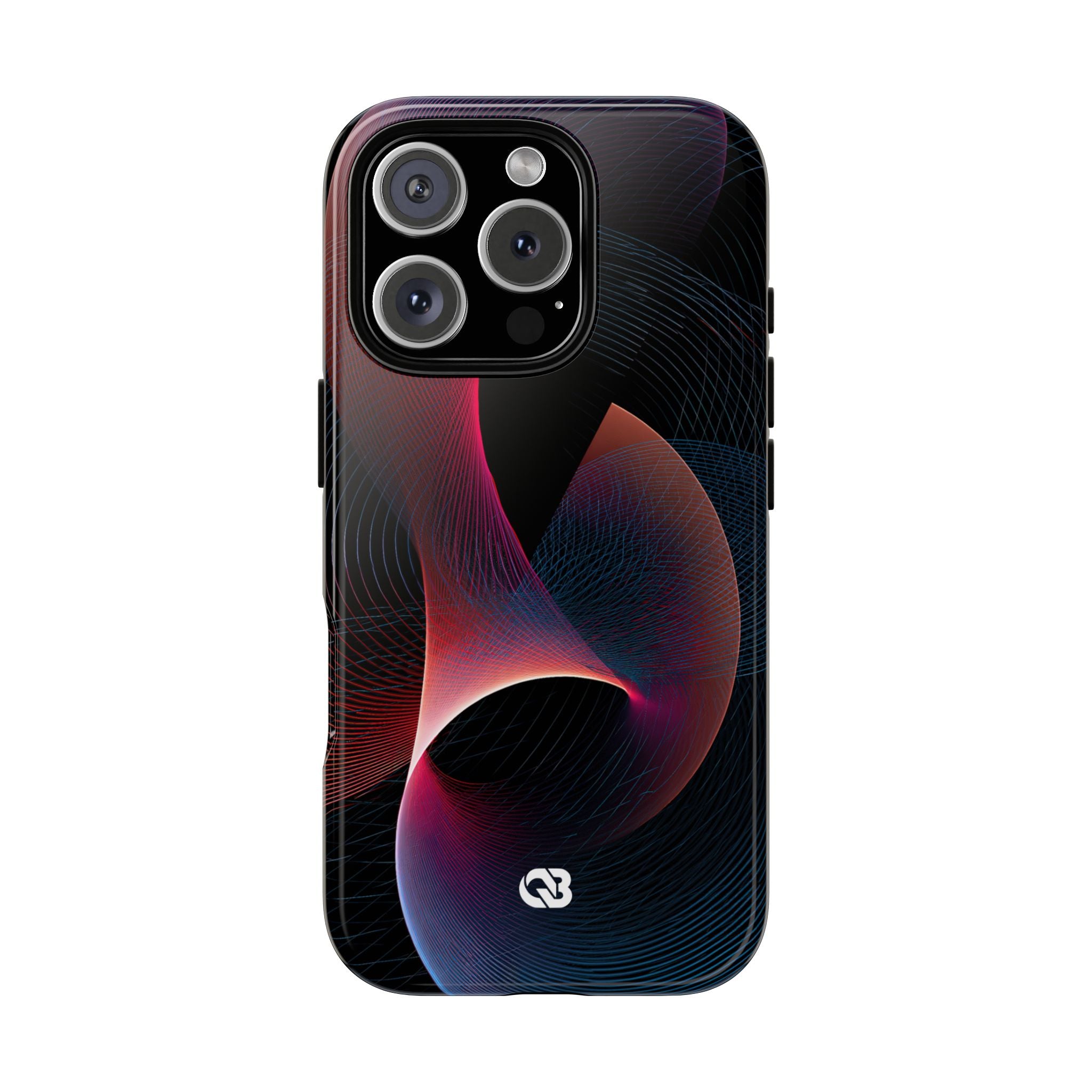 Black Tough Phone Case for iPhone - Cobalt Crimson Flux