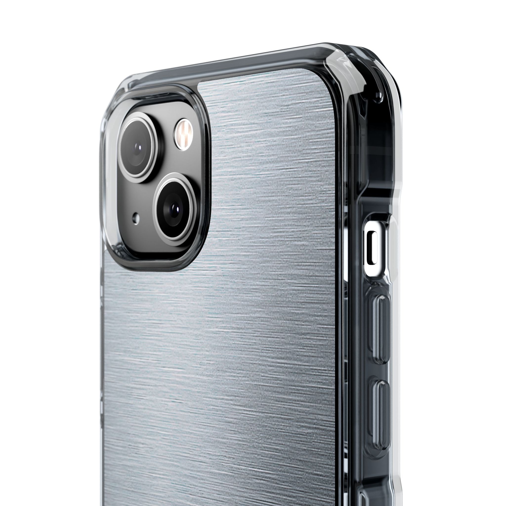 Silver Impact MagSafe Phone Case for iPhone - Satin Chrome Grain