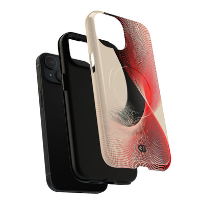 Red Tough 2.0 Magsafe Phone Case for iPhone - Crimson Grid Vortex