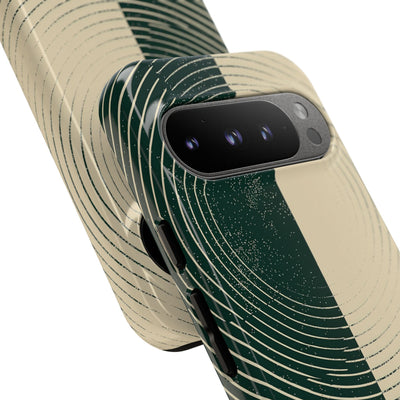 Green Tough Phone Case for Google Pixel - Evergreen Split Grain