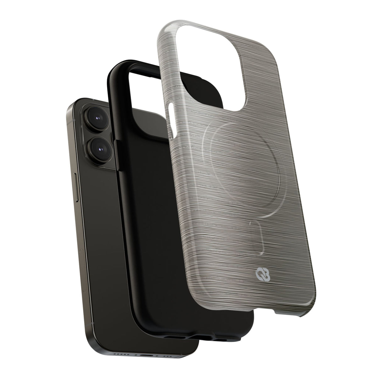 Grey Tough 2.0 Magsafe Phone Case for iPhone - Brushed Industrial Steel