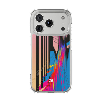 Blue Impact MagSafe Phone Case for iPhone - Fractured Data Skyline