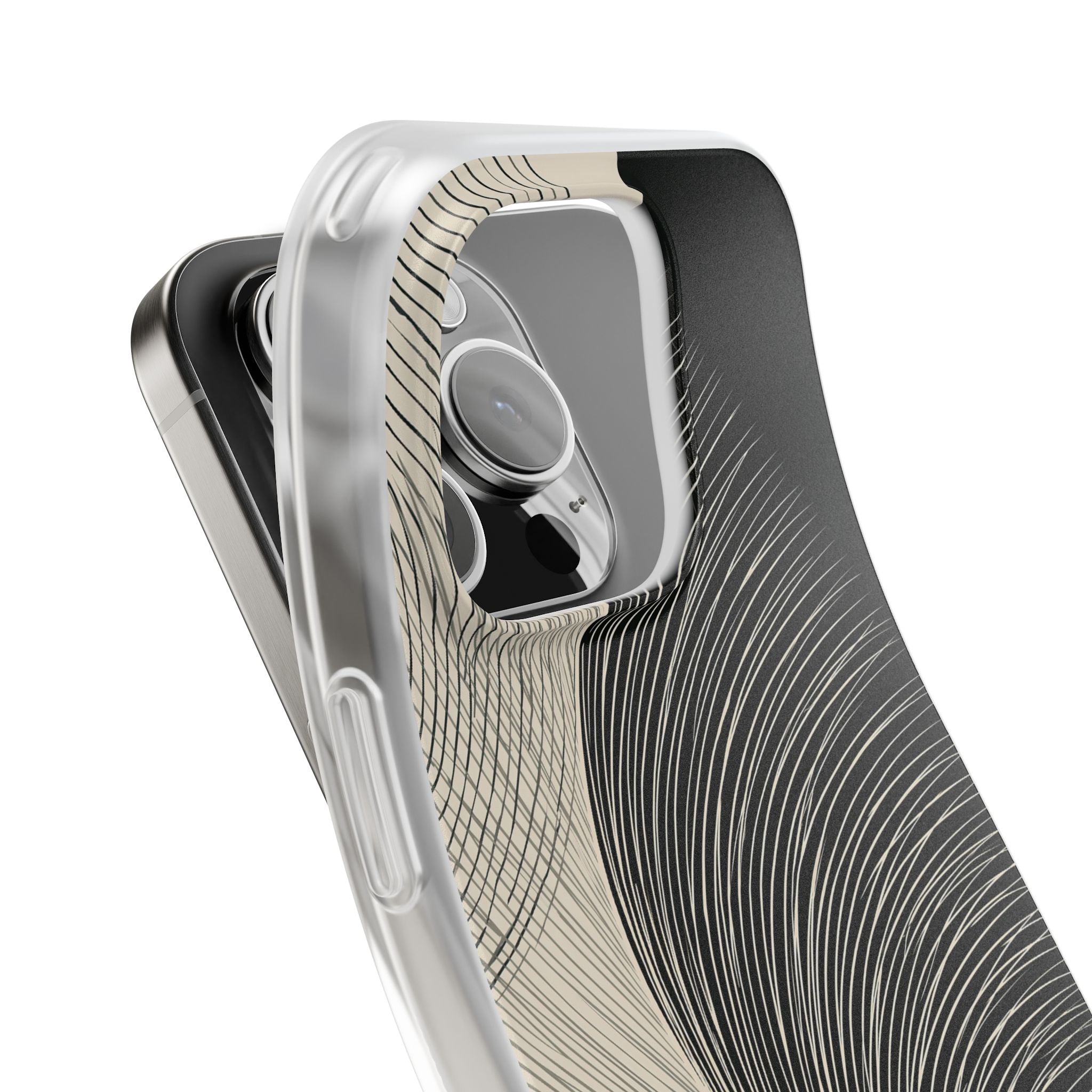 Beige Lite Phone Case for iPhone - Obsidian Cream Plume