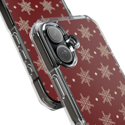 Cream Snowflake Crimson iPhone 16 Case - Impact
