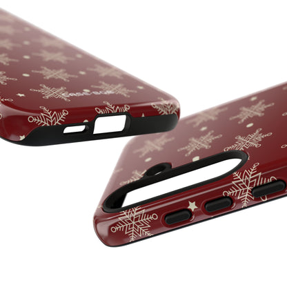 Cream Snowflake Crimson Samsung S24 Plus Case - Tough