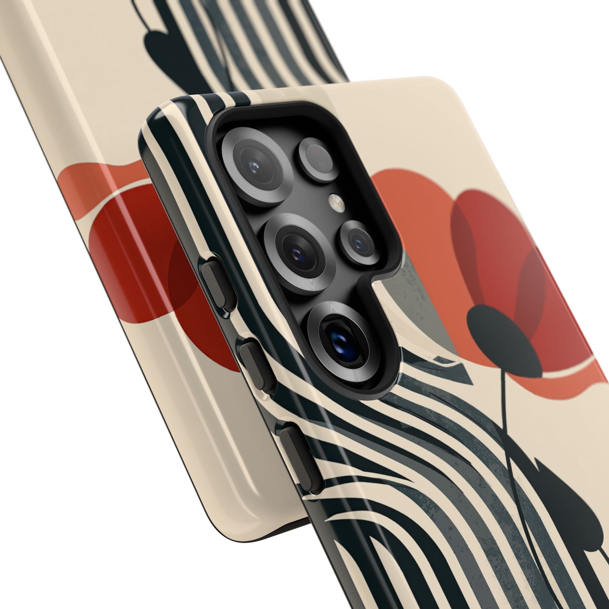 Beige Tough Phone Case for Samsung - Crimson Line Bloom