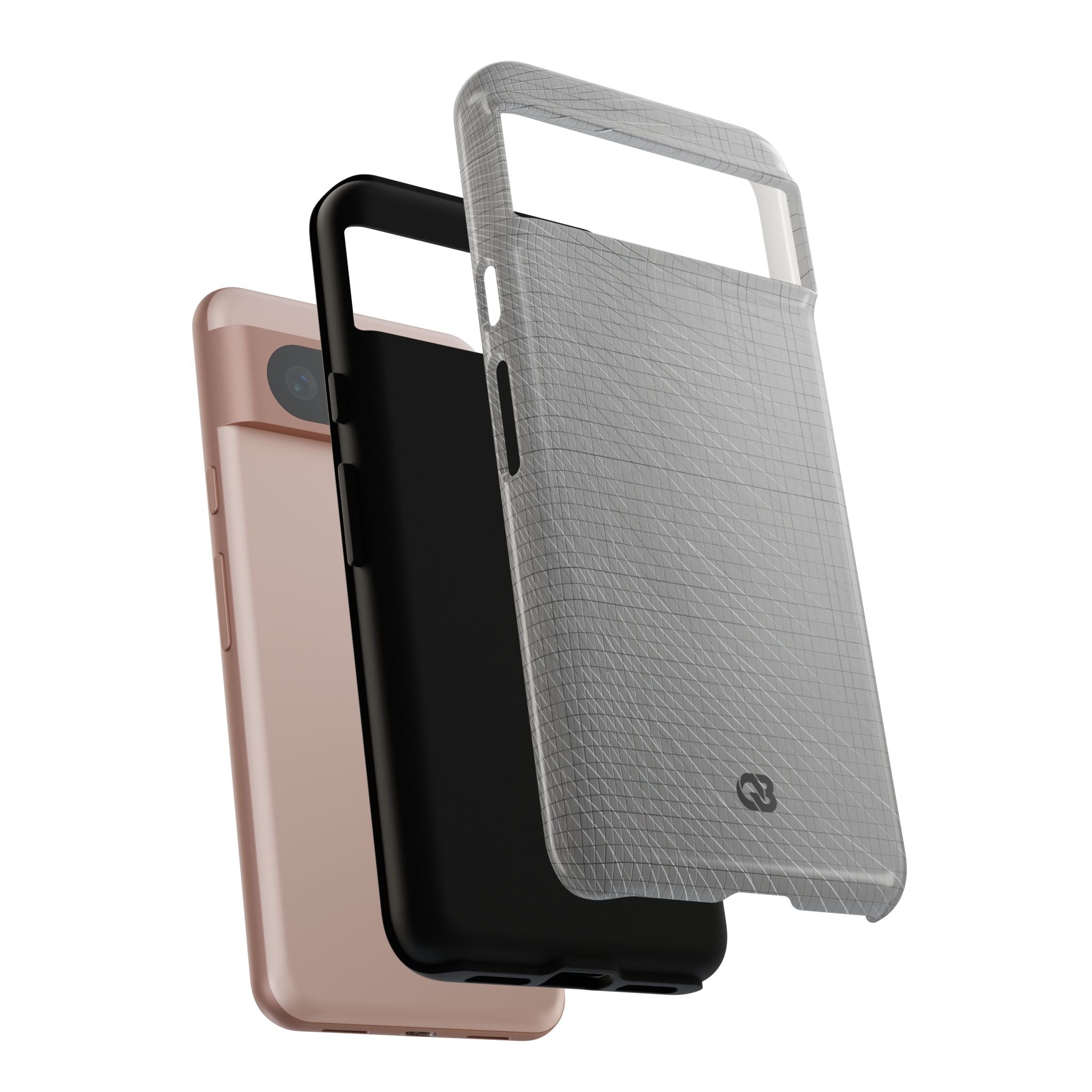 Grey Tough Phone Case for Google Pixel - Chrome Mesh Warp