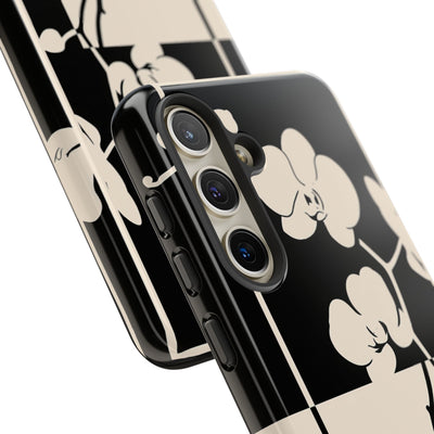 Beige Tough Phone Case for Samsung - Nocturnal Orchid Frame