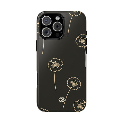 Black Tough Phone Case for iPhone - Obsidian Sand Petals