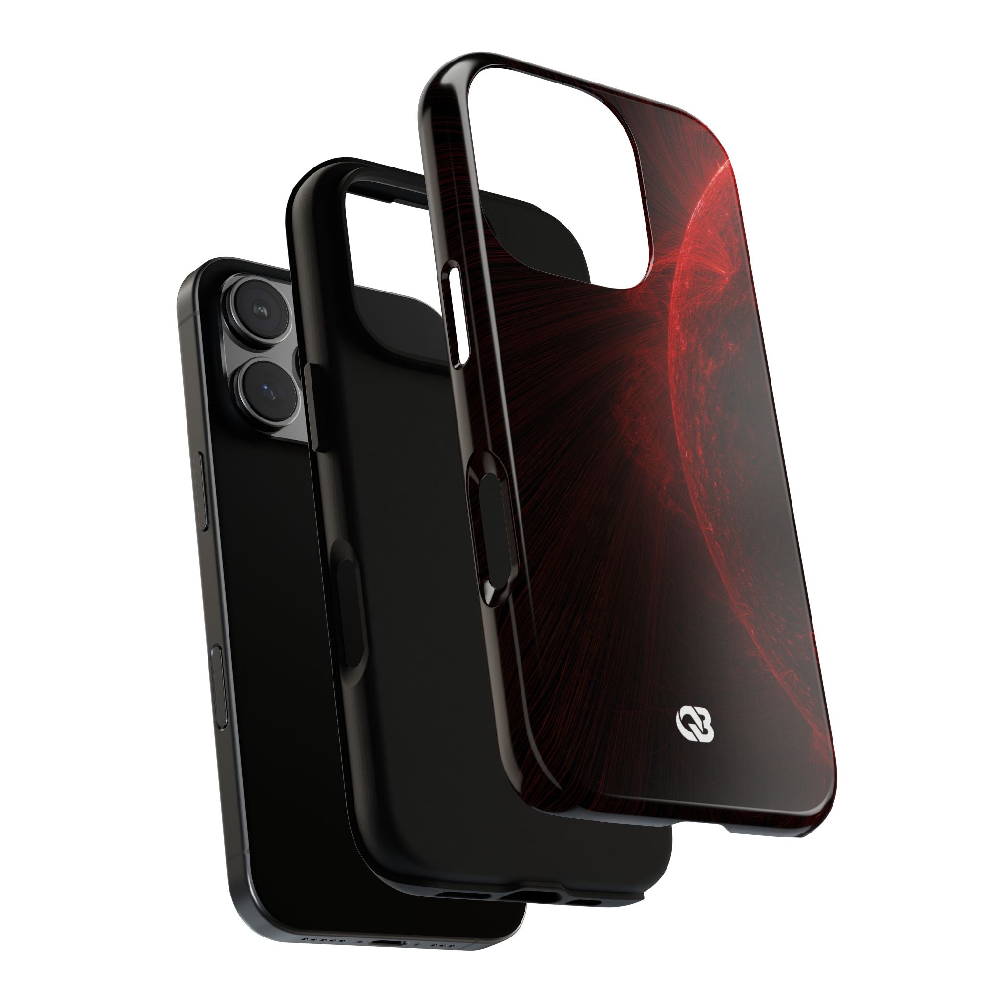 Red Tough Phone Case for iPhone - Solar Crimson Flare
