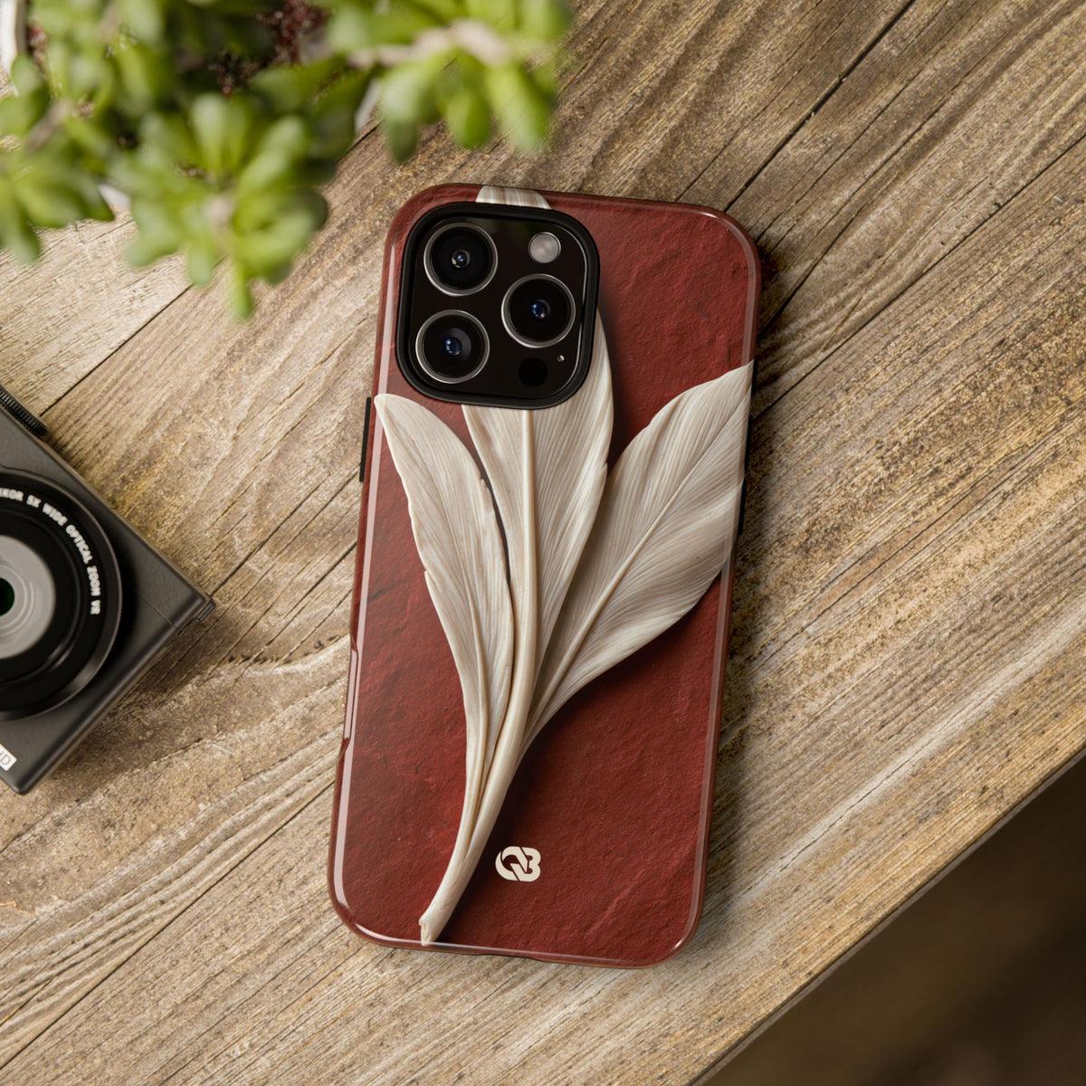 Carved Ivory Plume · Tough Phone Case for iPhone · Red