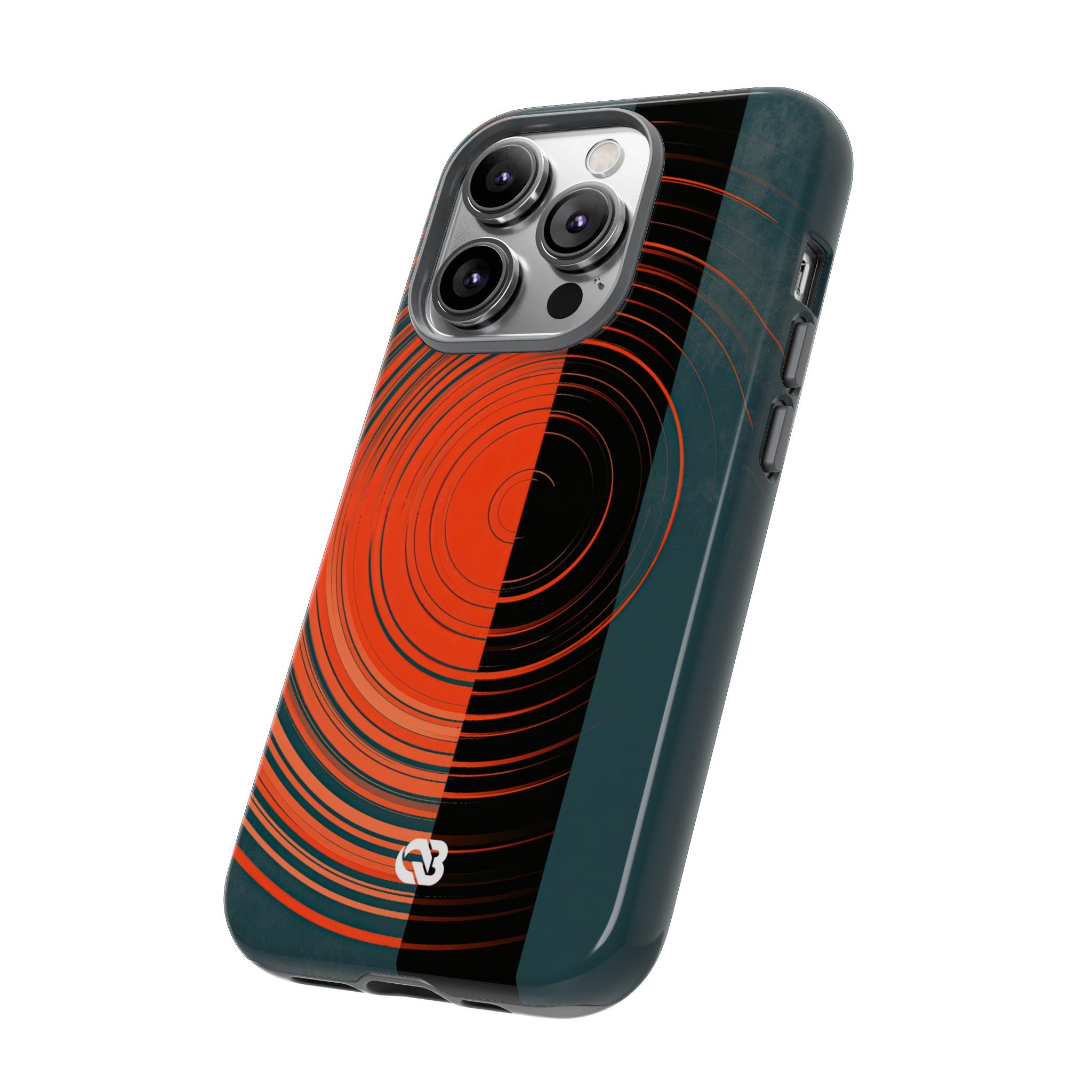 Teal Tough Phone Case for iPhone - Burnt Slate Radial