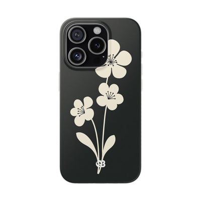 Black Lite Phone Case for iPhone - Obsidian Cream Bloom