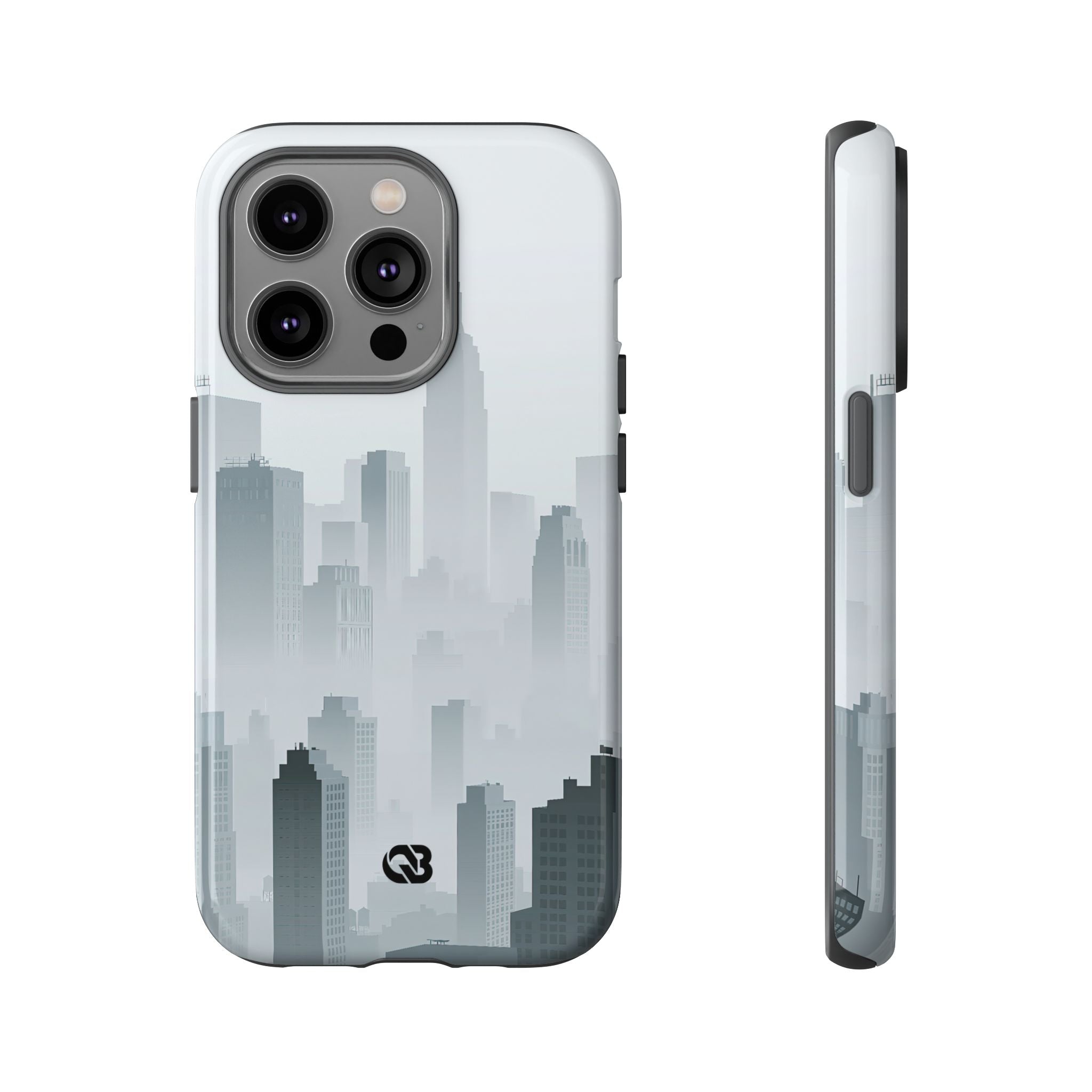 Grey Tough Phone Case for iPhone - Steel Mist Skyline
