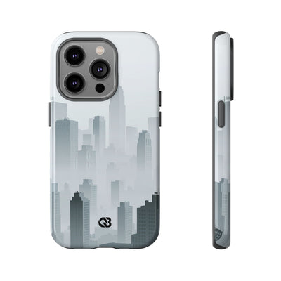 Grey Tough Phone Case for iPhone - Steel Mist Skyline