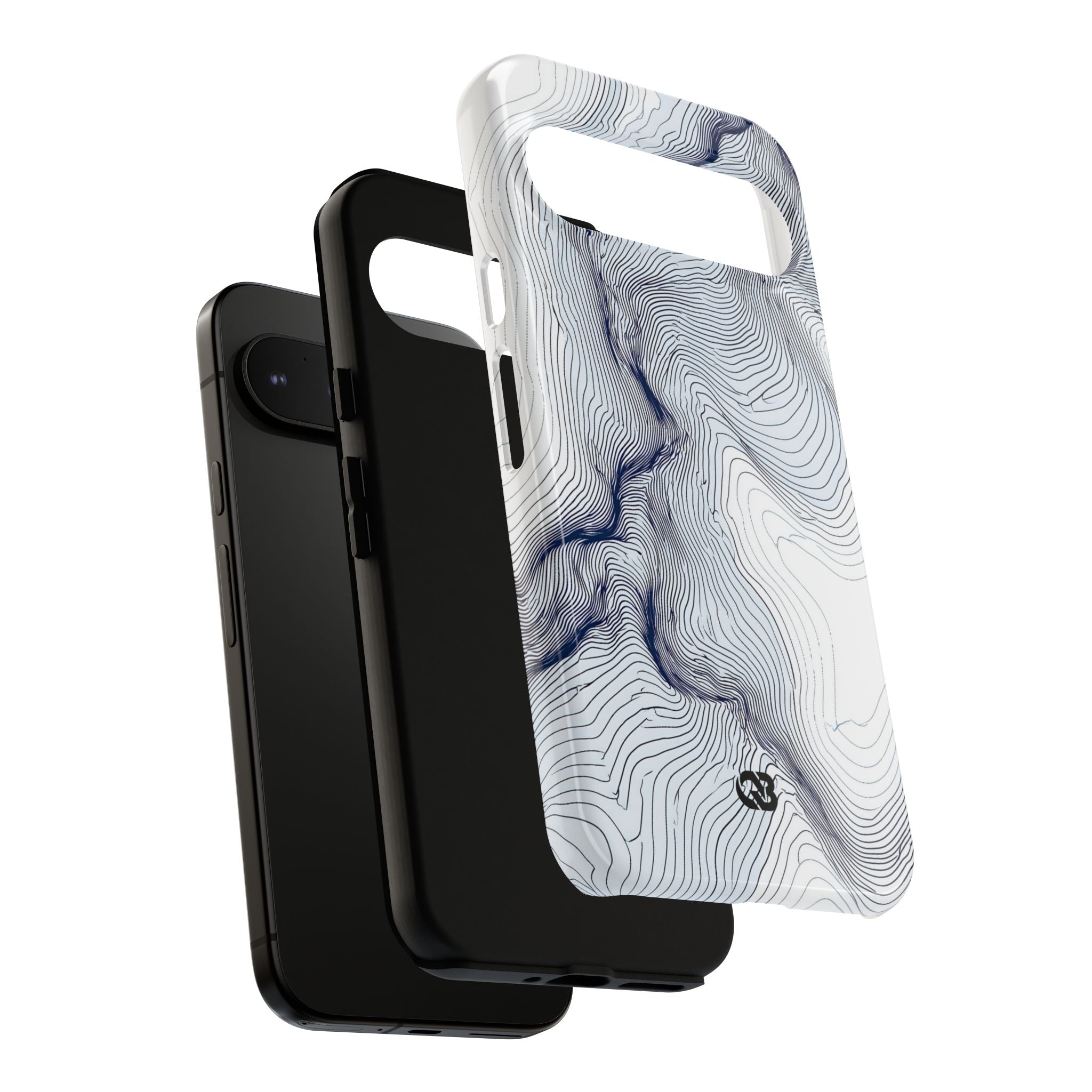 White Tough Phone Case for Google Pixel - Nordic Ridge Topo