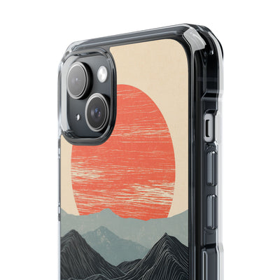 Beige Impact MagSafe Phone Case for iPhone - Crimson Ridge Flow