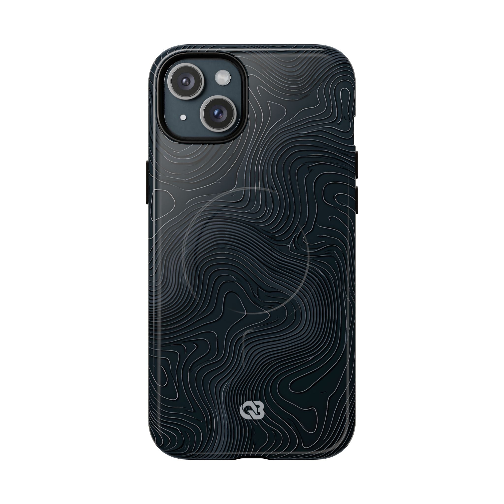 Black Tough 2.0 Magsafe Phone Case for iPhone - Obsidian Ridge Topo
