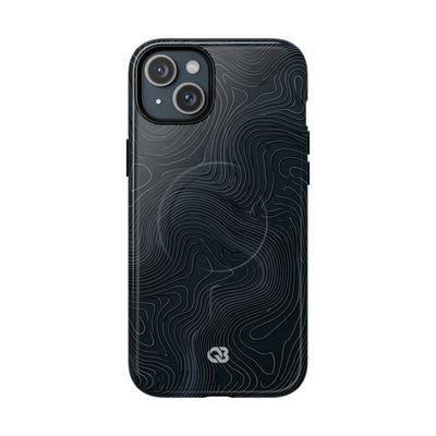 Black Tough 2.0 Magsafe Phone Case for iPhone - Obsidian Ridge Topo