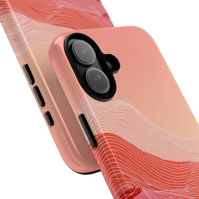 Red Tough Phone Case for iPhone - Crimson Ridge Contour
