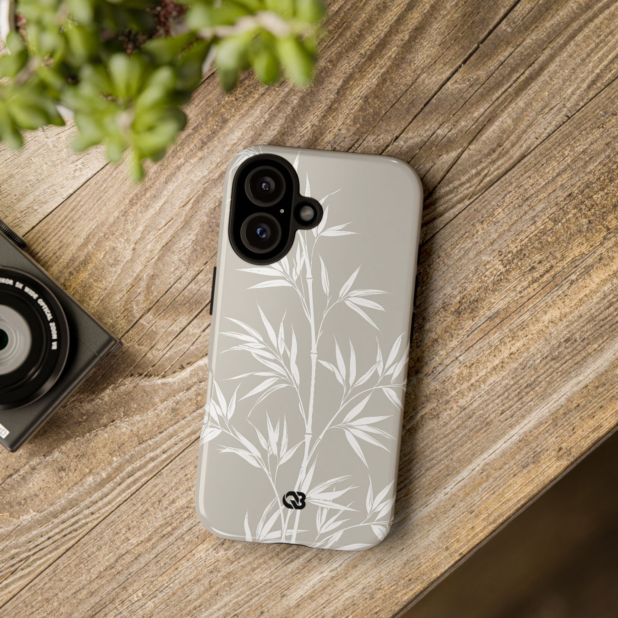 Beige Tough Phone Case for iPhone - Sandstone Bamboo Stalks