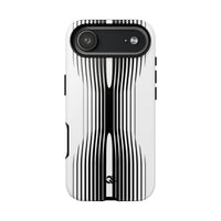 White Tough Phone Case for iPhone - Kinetic Mono Distortion
