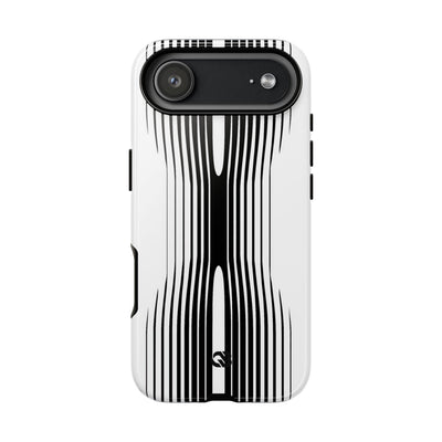 White Tough Phone Case for iPhone - Kinetic Mono Distortion