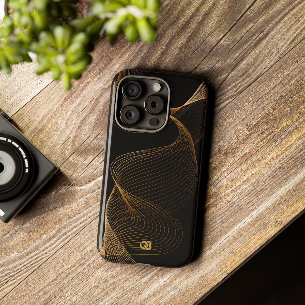 Golden Contour Flow · Tough Phone Case for iPhone · Black