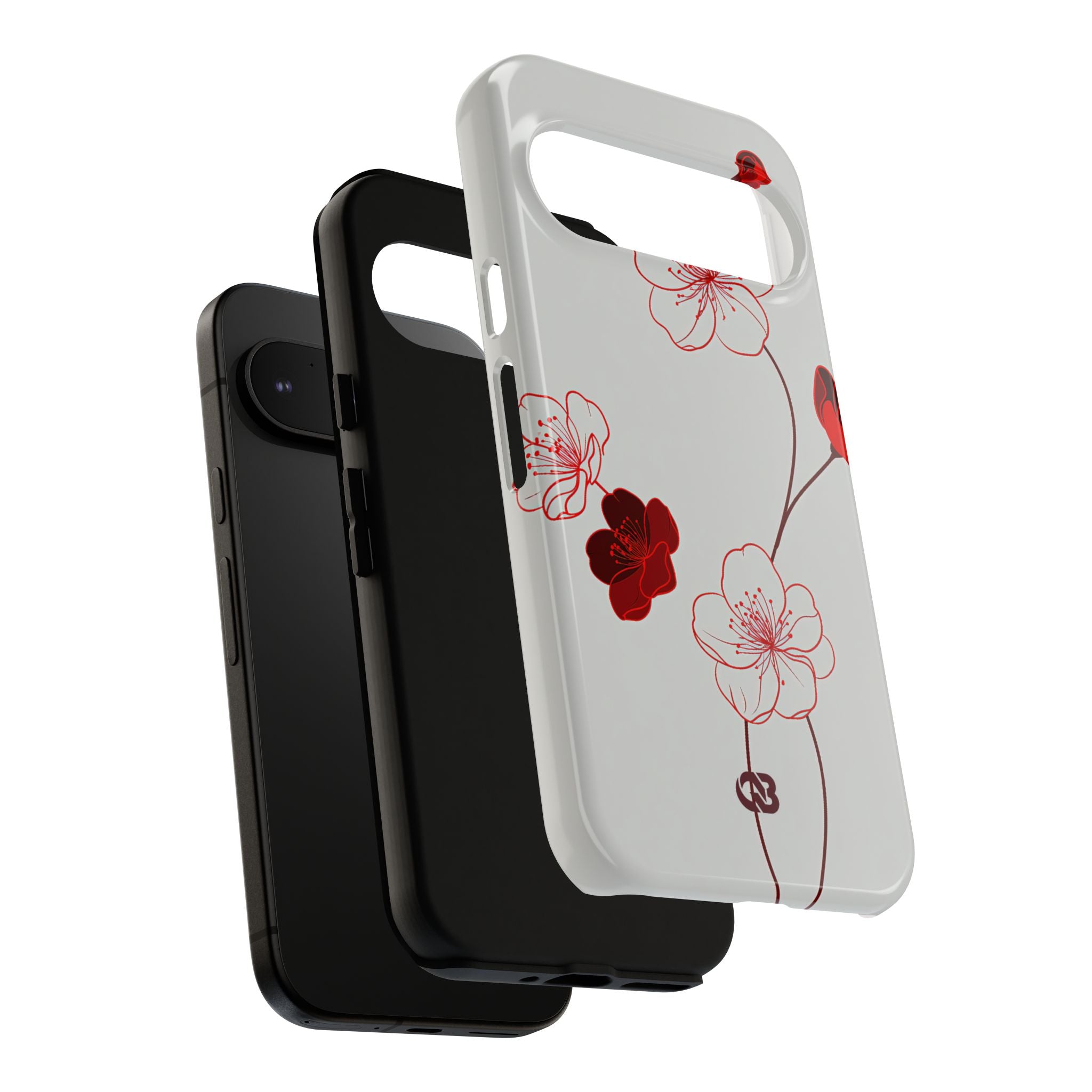 Red Tough Phone Case for Google Pixel - Kyoto Ember Bloom