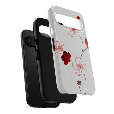 Red Tough Phone Case for Google Pixel - Kyoto Ember Bloom