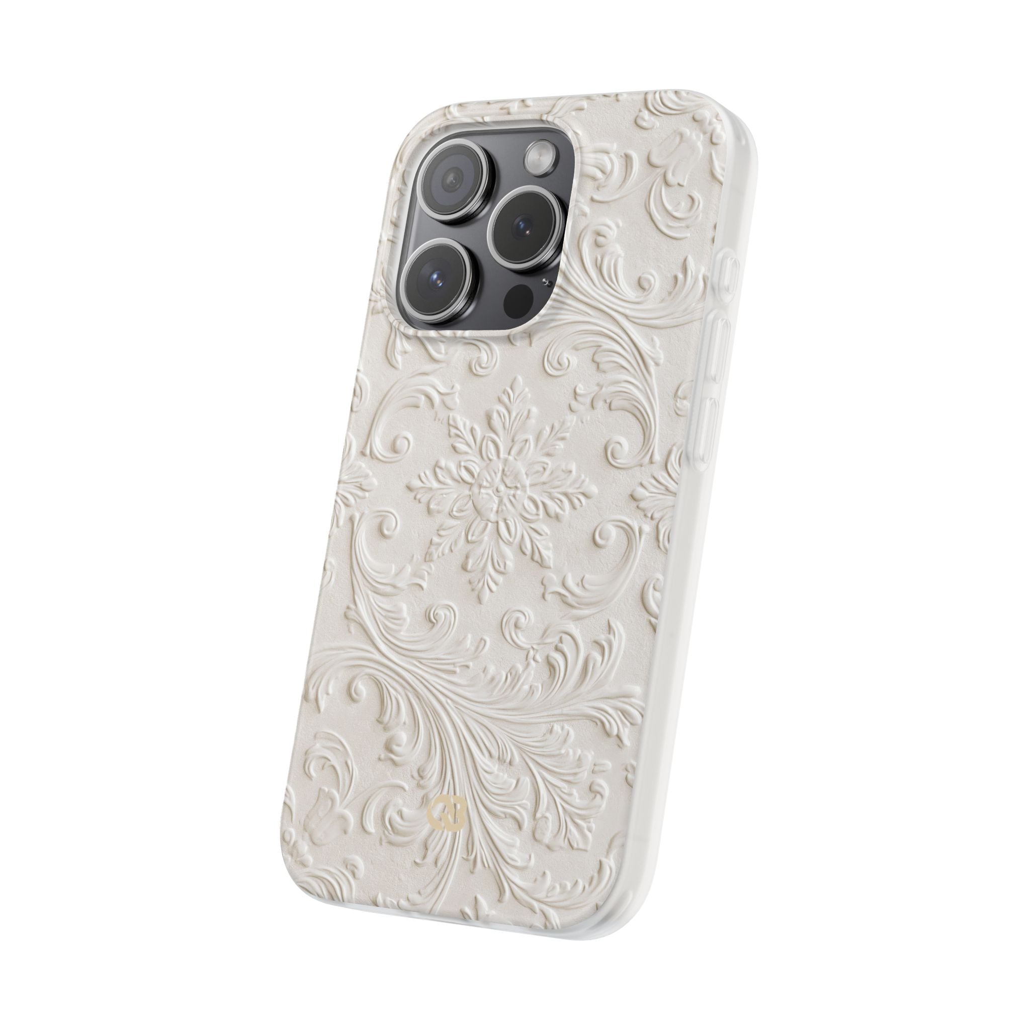 White Lite Phone Case for iPhone - Alabaster Floral Relief